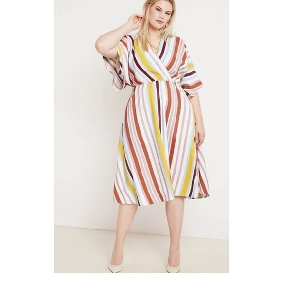 Eloquii Striped V-neck Midi Dress Women's Size 20 - Picture 6 of 9